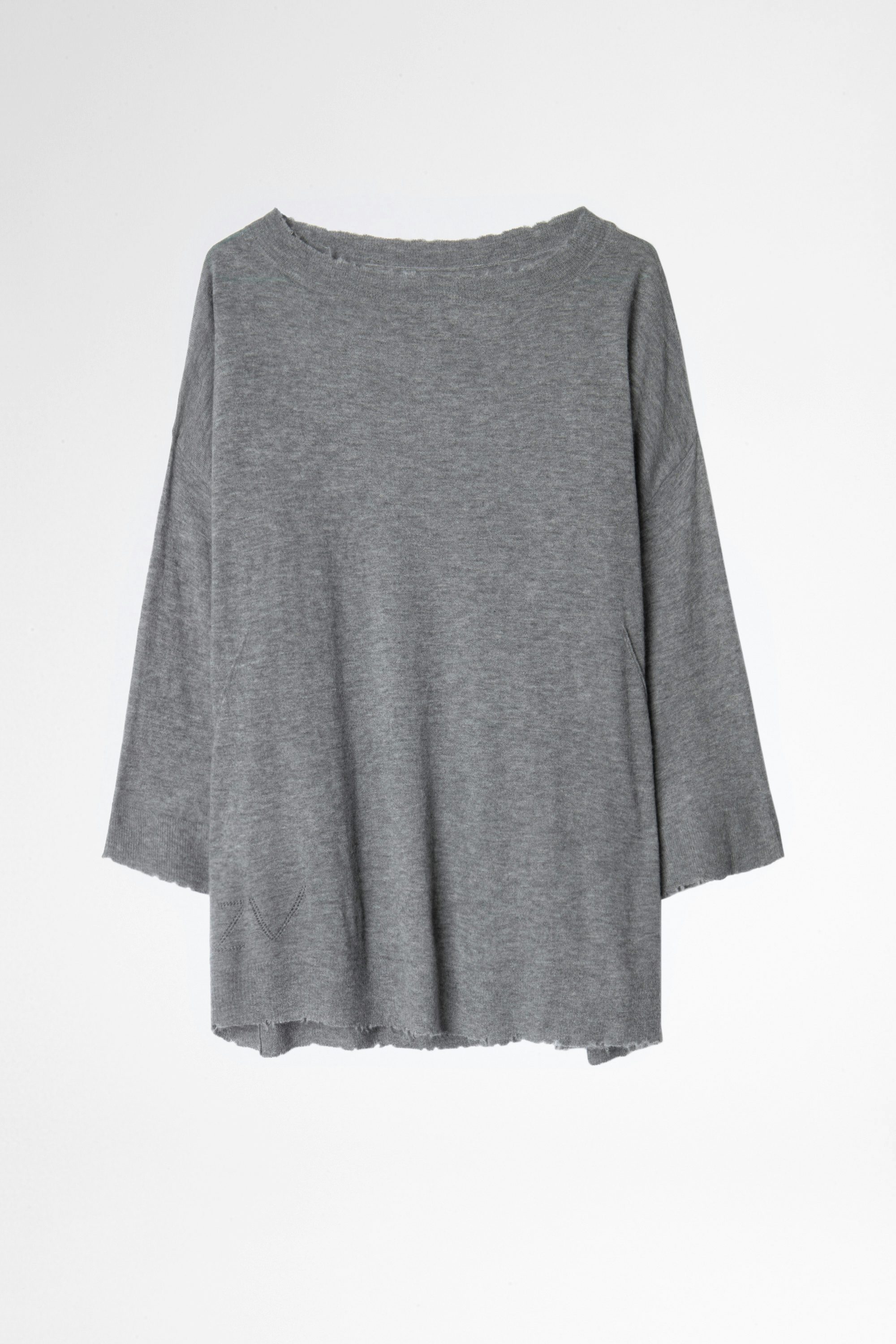 Pull Flint Patch Cachemire - Pull gris femme, en cachemire plume.